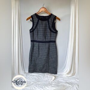 Sleeveless Plaid Sheath Dress Navy Talbots Petites size 4 P